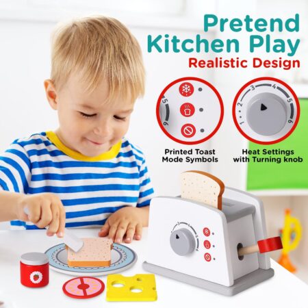 Prajitor paine Toaster lemn cu accesorii