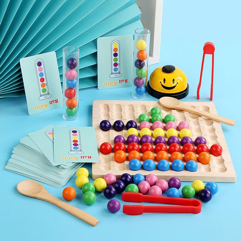 Puzzle Montessori curcubeu Joc Jenga bile
