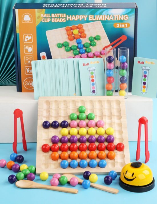 Puzzle Montessori curcubeu Joc Jenga bile