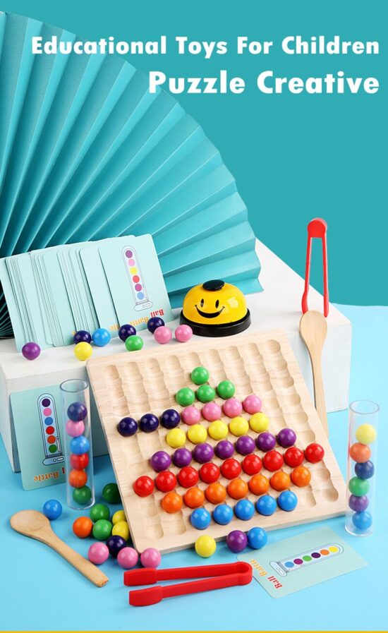 Puzzle Montessori curcubeu Joc Jenga bile