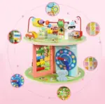 Centru activitati Cub 8in1 Montessori Labirint Three Dimensional Cylindrical Bead Beilaluna