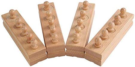 Cilindri lemn natur Montessori Set 4 dreptunghiuri