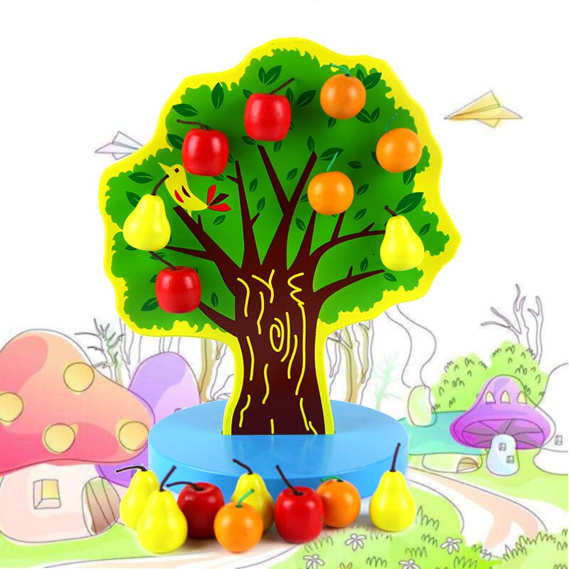 Copacul Montessori cu fructe magnetice din lemn