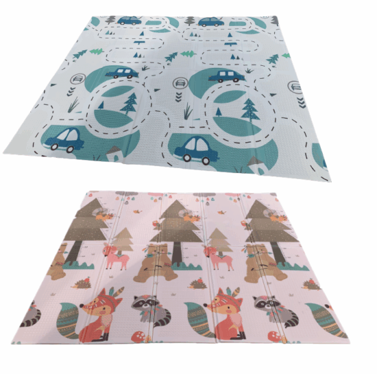 Covor joaca pliabil XPE Padurea-Animale 180×200cm