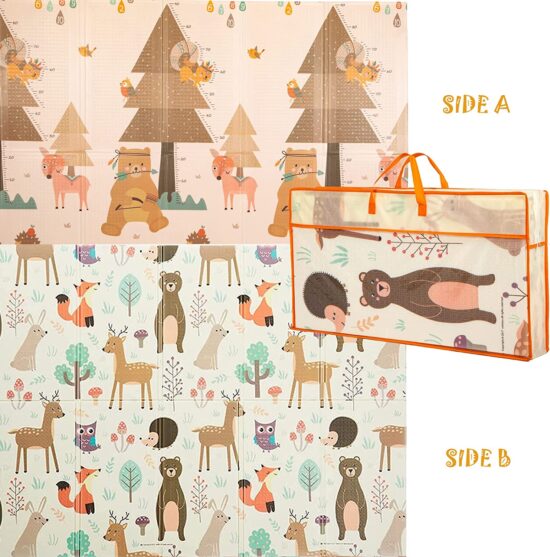 Covor joaca pliabil XPE Padurea-Animale 180×200cm