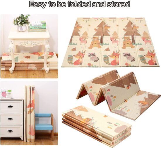 Covor joaca pliabil XPE Padurea-Animale 180×200cm