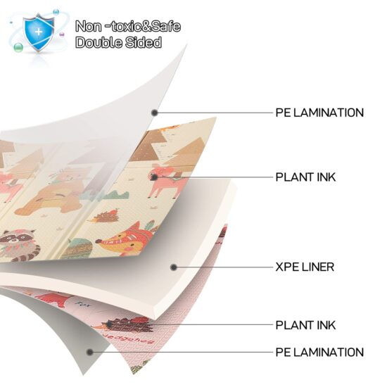 Covor joaca pliabil XPE Padurea-Animale 180×200cm