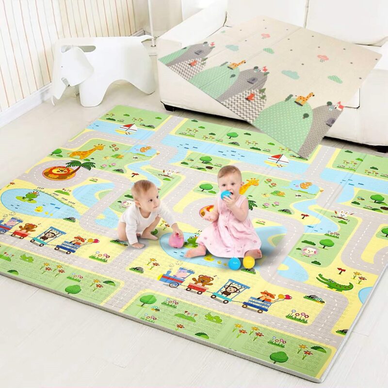 Covor pliabil reversibil Traseul Animalutelor 200x150cm