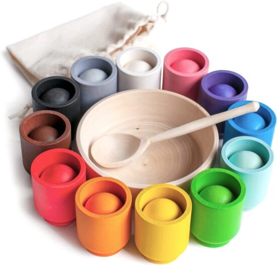 Joc Montessori Asociere Sortare Cupe-bile Curcubeu