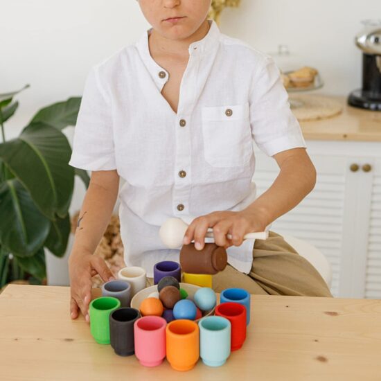 Joc Montessori Asociere Sortare Cupe-bile Curcubeu