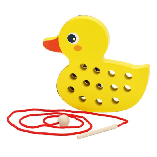 Joc de snuruit Ratusca din lemn cu siret si orificii