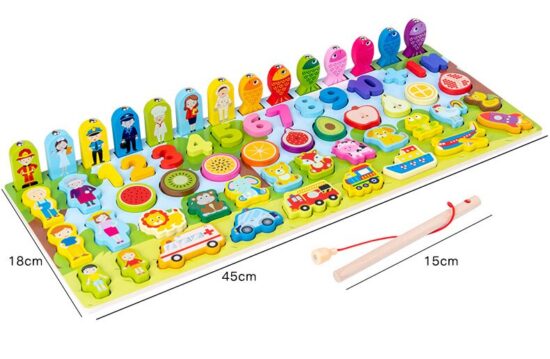 Joc logaritmic 7in1 Pescuit Puzzle educativ lemn