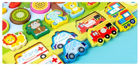 Joc logaritmic 7in1 Pescuit Puzzle educativ lemn