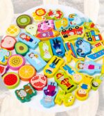 Joc logaritmic 7in1 Pescuit Puzzle educativ lemn