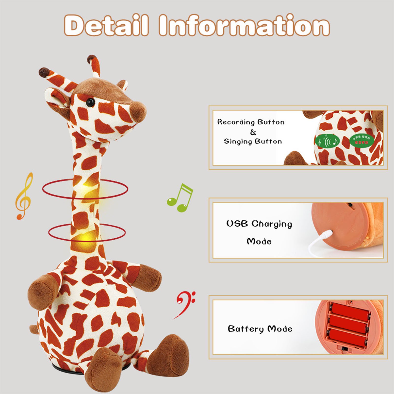 Jucaria vorbareata Girafa interactiva Canta si lumineaza
