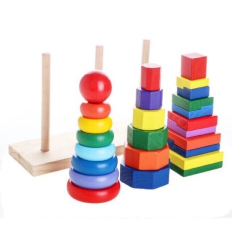 Piramida Montessori cu 3 Turnuri si forme geometrice