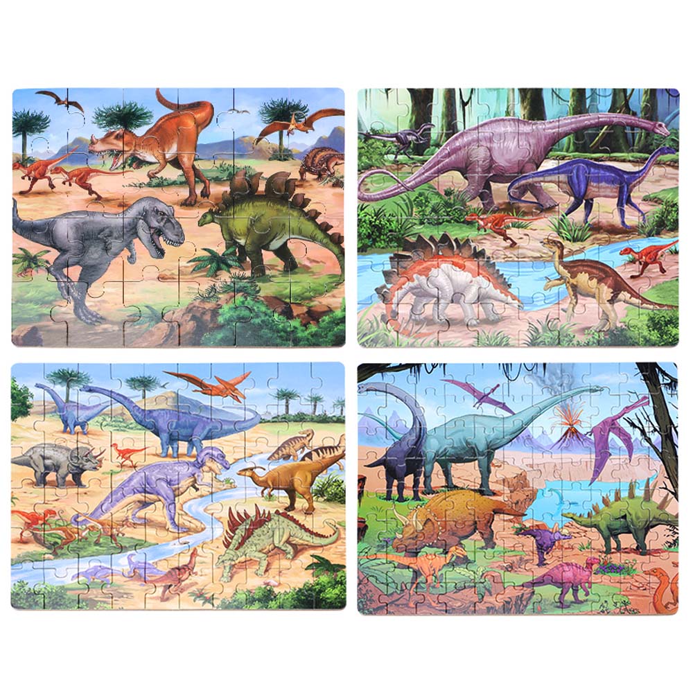 Puzzle 4in1 Dinozaur in cutie lemn 220 piese