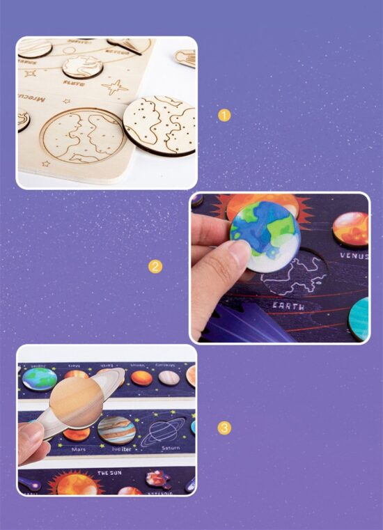 Puzzle incastru Spatiul Cosmic Sistemul Solar lemn