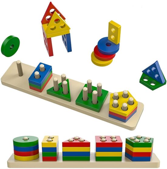 Sortator forme geometrice Colorat 5 coloane