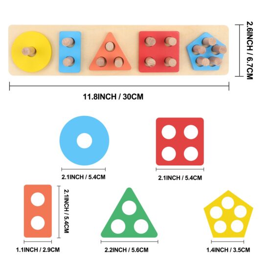 Sortator forme geometrice Colorat 5 coloane