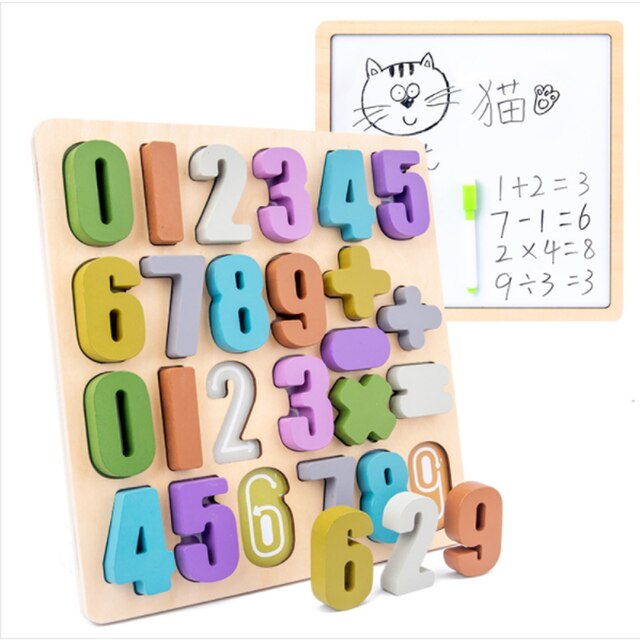 Tablita magnetica desen Puzzle cifre 2in1 cu marker