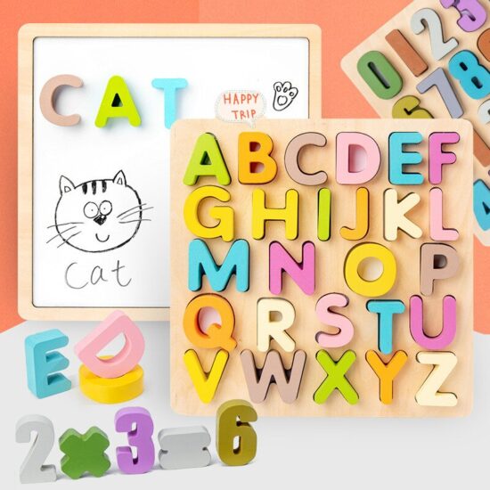 Tablita magnetica desen cu marker Puzzle alfabet 2in1