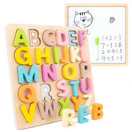 Tablita magnetica desen cu marker Puzzle alfabet 2in1