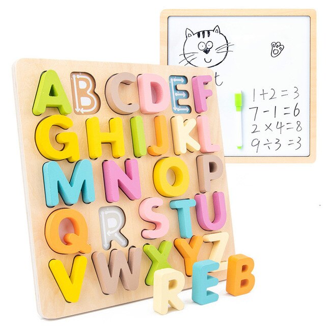 Tablita magnetica desen cu marker Puzzle alfabet 2in1