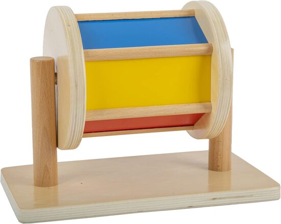 Tambur rotativ curcubeu Jucarie Montessori cu clopotei