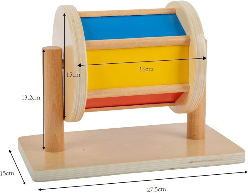 Tambur rotativ curcubeu Jucarie Montessori cu clopotei