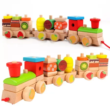 Tren educativ cu forme geometrice Fructe Sortator lemn