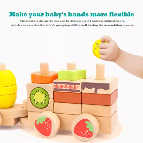 Tren educativ cu forme geometrice Fructe Sortator lemn