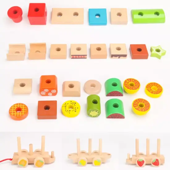 Tren educativ cu forme geometrice Fructe Sortator lemn