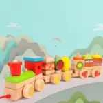 Tren educativ cu forme geometrice Fructe Sortator lemn