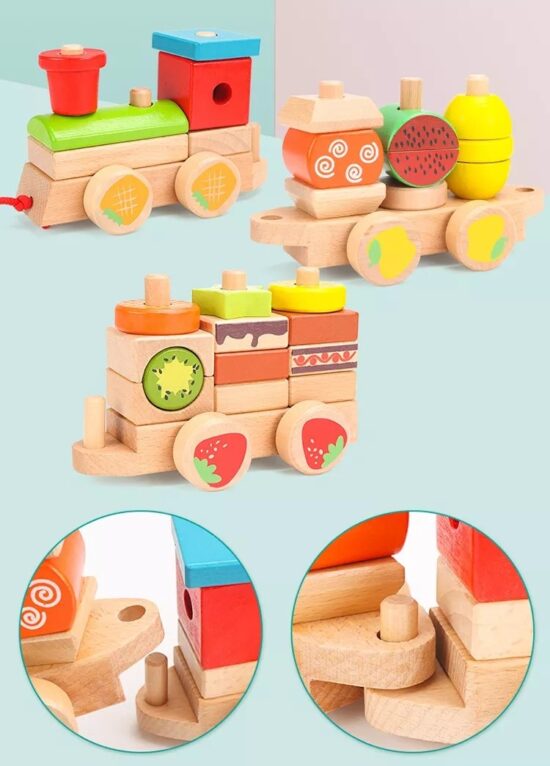 Tren educativ cu forme geometrice Fructe Sortator lemn