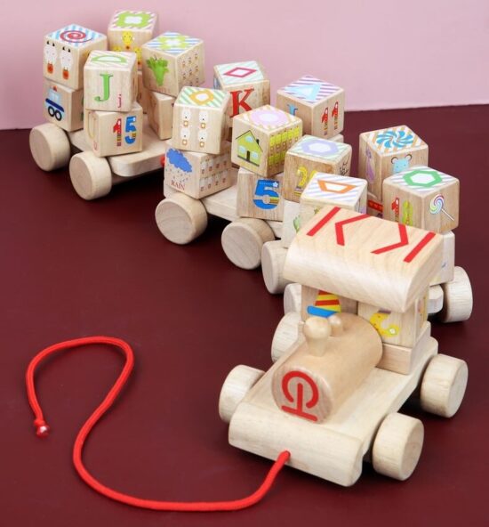 Trenulet de tras educativ Cuburi rotative Building Block