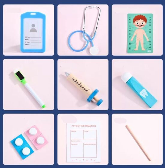 Trusa doctor jucarie de rol din lemn MSN