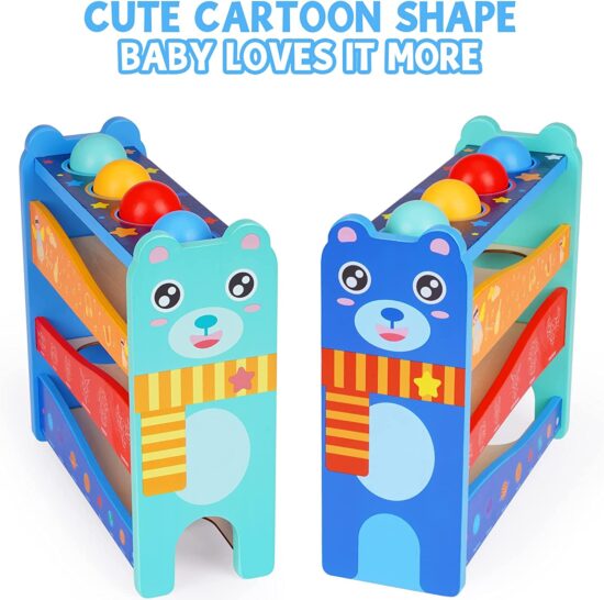 circuit-cu-bile-pista-ursulet-din-lemn-jucarie-cu-ciocanel