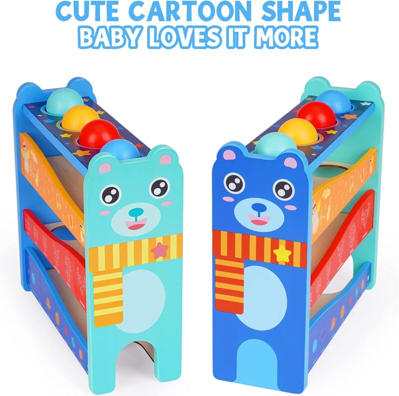 circuit-cu-bile-pista-ursulet-din-lemn-jucarie-cu-ciocanel