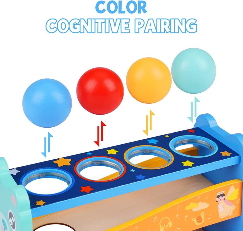 circuit-cu-bile-pista-ursulet-din-lemn-jucarie-cu-ciocanel