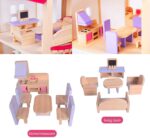 Casuta pentru papusi Mobilier cu accesorii lemn Roz