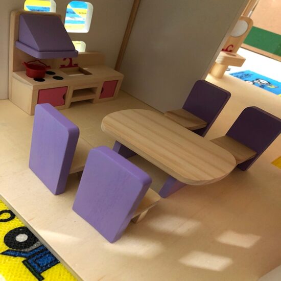 Casuta pentru papusi Mobilier cu accesorii lemn Roz