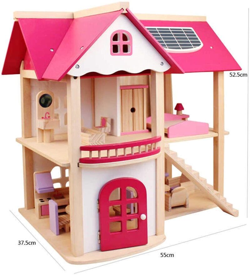 Casuta pentru papusi Mobilier cu accesorii lemn Roz