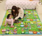 Covoras joaca bebe Animale Trenulet Cifre 180x200cm