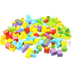 Cuburi constructie lemn Animale 100 piese Beilaluna