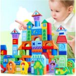 Cuburi constructie lemn Oraselul 100 piese Beilaluna