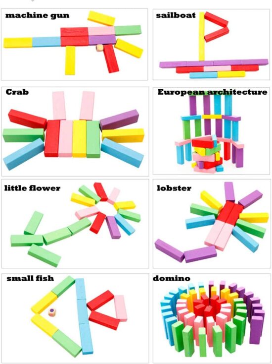 Cuburi stivuire Turnul Jenga din lemn 54 piese colorate