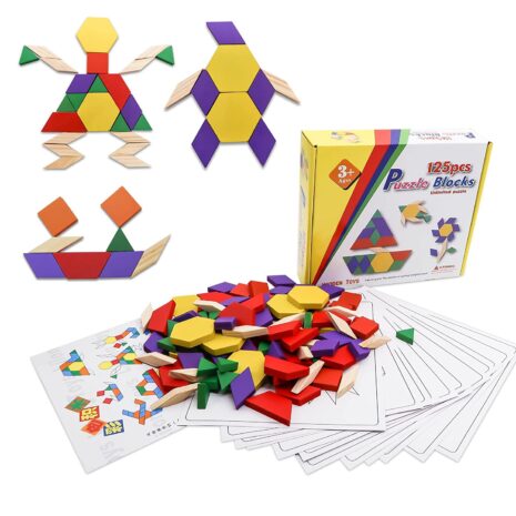 Joc Tangram lemn Jocul chinezesc Forme cu 125 piese