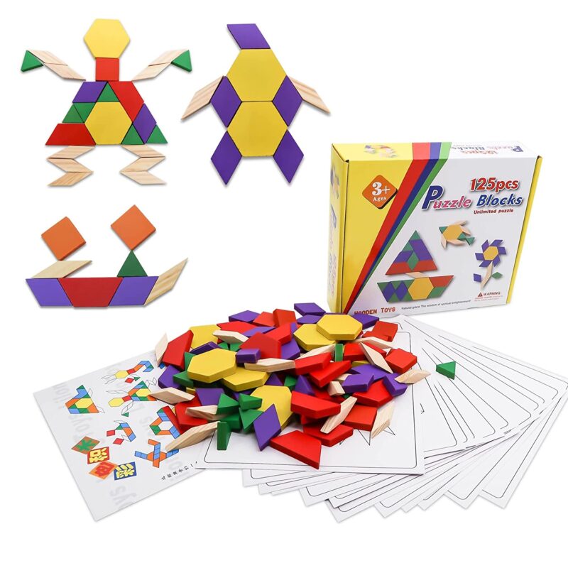 Joc Tangram lemn Jocul chinezesc Forme cu 125 piese