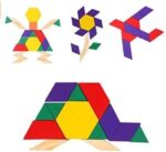 Joc Tangram lemn Jocul chinezesc Forme cu 125 piese